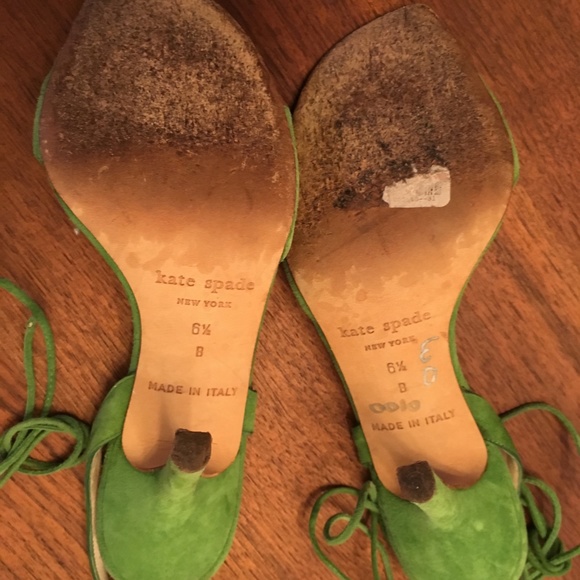 Kate Spade Suede Leather Heels Lime Green 6 1/2 - Picture 6 of 7